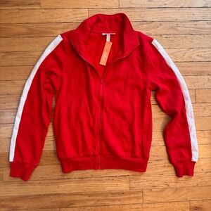 Colsie Womens Red Track Jacket White Side Stripe Full Zip XS New